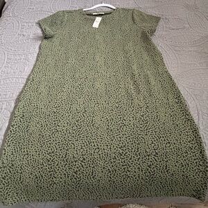 LOFT Olive Animal Print Midi Dress